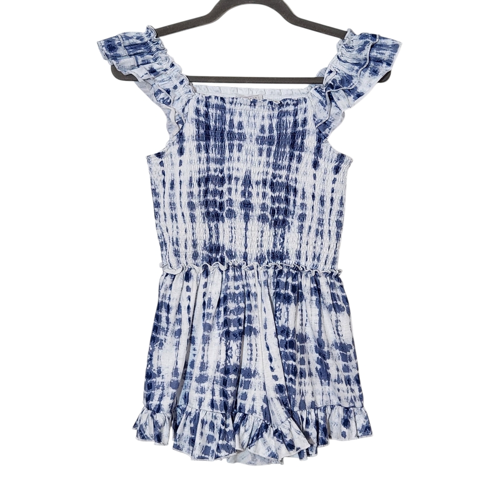 Hannah Banana Blue Tie-Dye Romper Size 12 Girl's Smocked Romper